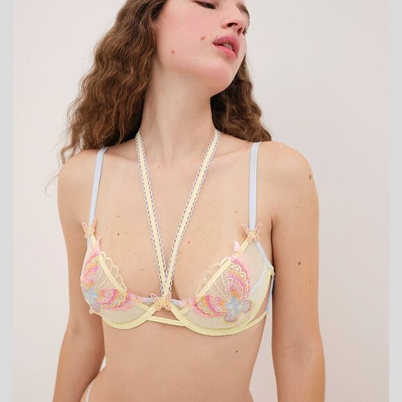 New! For Love and Lemons Pastel Papillon Underwire Bra & Thong Panty Set 10465 - Picture 3 of 12